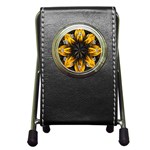 Yellow Flower Pattern Leaves Pen Holder Desk Clock Front