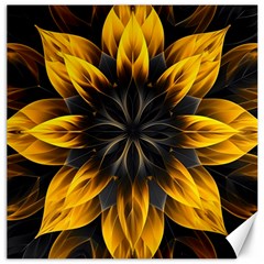 Yellow Flower Pattern Leaves Canvas 16  x 16 