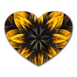 Yellow Flower Pattern Leaves Heart Mousepad Front