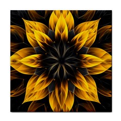 Yellow Flower Pattern Leaves Face Towel