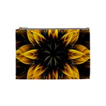 Yellow Flower Pattern Leaves Cosmetic Bag (Medium) Front