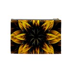 Yellow Flower Pattern Leaves Cosmetic Bag (Medium) Back