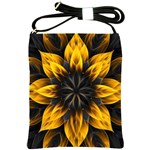 Yellow Flower Pattern Leaves Shoulder Sling Bag Front