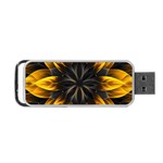 Yellow Flower Pattern Leaves Portable USB Flash (Two Sides) Front