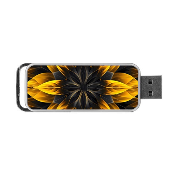 Yellow Flower Pattern Leaves Portable USB Flash (Two Sides)