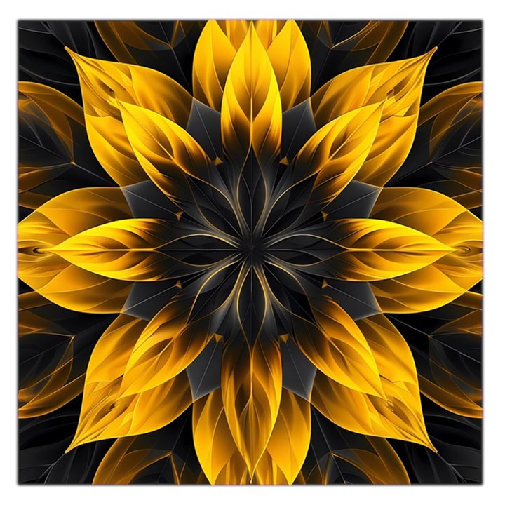 Yellow Flower Pattern Leaves Square Satin Scarf (36  x 36 )