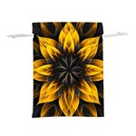 Yellow Flower Pattern Leaves Lightweight Drawstring Pouch (S) Back