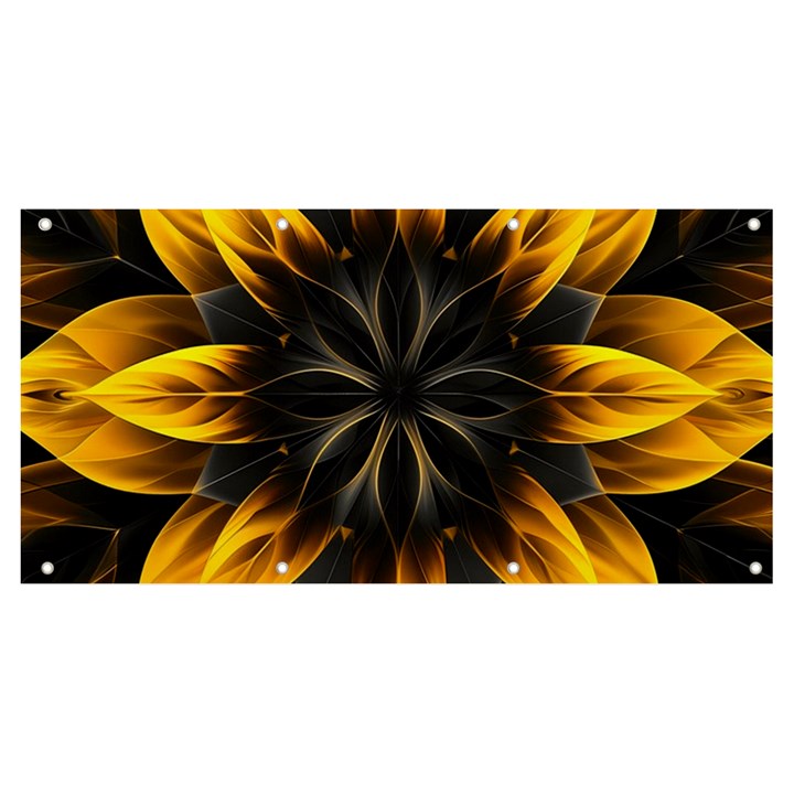 Yellow Flower Pattern Leaves Banner and Sign 8  x 4 