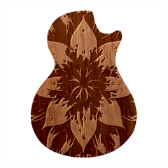 Yellow Flower Pattern Leaves Guitar Shape Wood Guitar Pick Holder Case And Picks Set