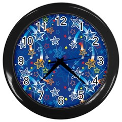 Christmas Stars Pattern Star Wall Clock (black) by Maspions