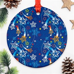 Christmas Stars Pattern Star Round Ornament (two Sides)