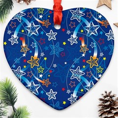 Christmas Stars Pattern Star Heart Ornament (two Sides)