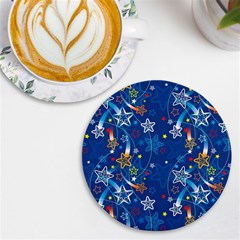 Christmas Stars Pattern Star Uv Print Round Tile Coaster by Maspions