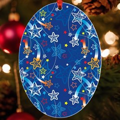 Christmas Stars Pattern Star Uv Print Acrylic Ornament Oval by Maspions