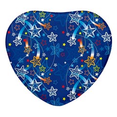 Christmas Stars Pattern Star Heart Glass Fridge Magnet (4 Pack) by Maspions