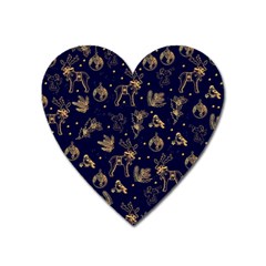 Christmas Pattern Gold December  Happy Holidays Merry Christmas Winter Family Festive Gold New Year Heart Magnet by Maspions