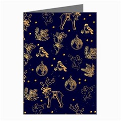 Christmas Pattern Gold December  Happy Holidays Merry Christmas Winter Family Festive Gold New Year Greeting Cards (pkg Of 8)