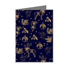 Christmas Pattern Gold December  Happy Holidays Merry Christmas Winter Family Festive Gold New Year Mini Greeting Card by Maspions