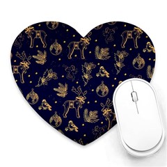 Christmas Pattern Gold December  Happy Holidays Merry Christmas Winter Family Festive Gold New Year Heart Mousepad by Maspions