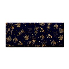 Christmas Pattern Gold December  Happy Holidays Merry Christmas Winter Family Festive Gold New Year Hand Towel by Maspions