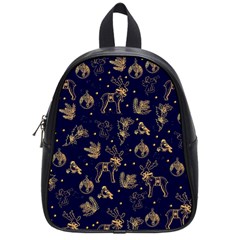 Christmas Pattern Gold December  Happy Holidays Merry Christmas Winter Family Festive Gold New Year School Bag (small) by Maspions