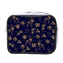 Christmas Pattern Gold December  Happy Holidays Merry Christmas Winter Family Festive Gold New Year Mini Toiletries Bag (one Side)