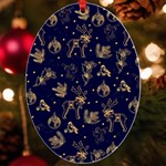 Christmas Pattern Gold December  Happy Holidays Merry Christmas Winter Family Festive Gold New Year UV Print Acrylic Ornament Oval Front