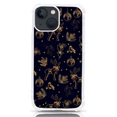 Christmas Pattern Gold December  Happy Holidays Merry Christmas Winter Family Festive Gold New Year Iphone 13 Mini Tpu Uv Print Case by Maspions