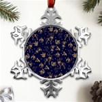 Christmas Pattern Gold December  Happy Holidays Merry Christmas Winter Family Festive Gold New Year Metal Small Snowflake Ornament Front