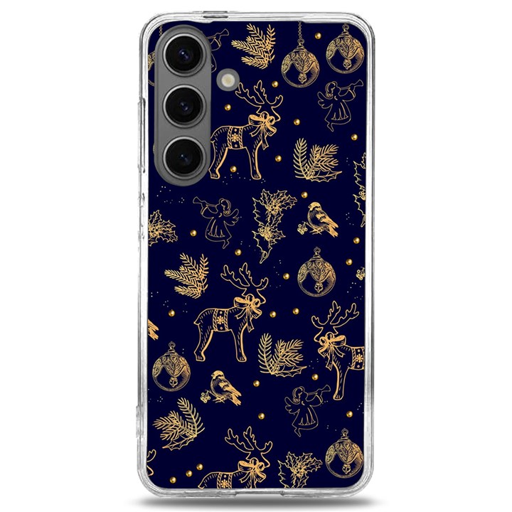 Christmas Pattern Gold December  Happy Holidays Merry Christmas Winter Family Festive Gold New Year Samsung Galaxy S24 6.2 Inch TPU UV Case