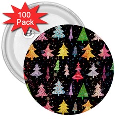 Fun Christmas Trees Adoxali Scandinavian Artistic Background Pattern 3  Buttons (100 Pack)  by Maspions