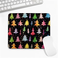 Fun Christmas Trees Adoxali Scandinavian Artistic Background Pattern Large Mousepad by Maspions