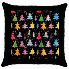 Fun Christmas Trees Adoxali Scandinavian Artistic Background Pattern Throw Pillow Case (black) by Maspions