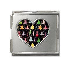 Fun Christmas Trees Adoxali Scandinavian Artistic Background Pattern Mega Link Heart Italian Charm (18mm) by Maspions