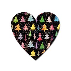 Fun Christmas Trees Adoxali Scandinavian Artistic Background Pattern Heart Magnet by Maspions