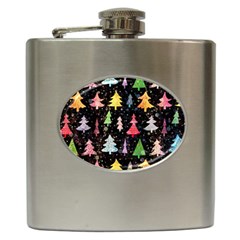 Fun Christmas Trees Adoxali Scandinavian Artistic Background Pattern Hip Flask (6 Oz) by Maspions