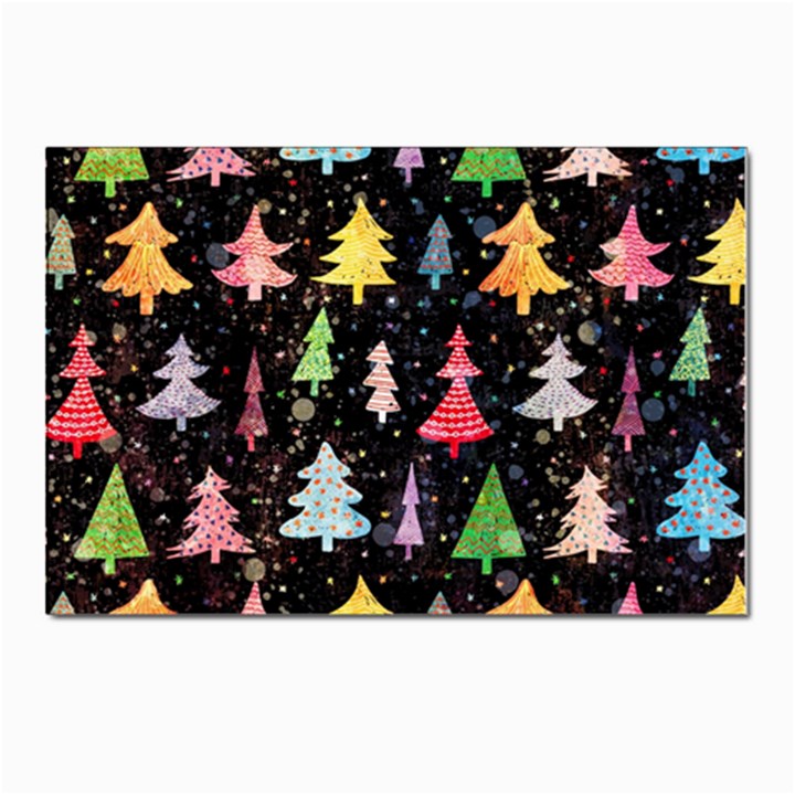 Fun Christmas Trees Adoxali Scandinavian Artistic Background Pattern Postcard 4 x 6  (Pkg of 10)