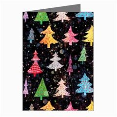 Fun Christmas Trees Adoxali Scandinavian Artistic Background Pattern Greeting Cards (pkg Of 8)