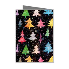 Fun Christmas Trees Adoxali Scandinavian Artistic Background Pattern Mini Greeting Cards (pkg Of 8)