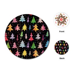 Fun Christmas Trees Adoxali Scandinavian Artistic Background Pattern Playing Cards Single Design (round)