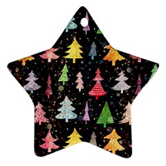 Fun Christmas Trees Adoxali Scandinavian Artistic Background Pattern Star Ornament (two Sides)