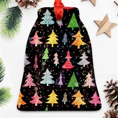 Fun Christmas Trees Adoxali Scandinavian Artistic Background Pattern Ornament (bell)