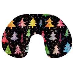 Fun Christmas Trees Adoxali Scandinavian Artistic Background Pattern Travel Neck Pillow by Maspions