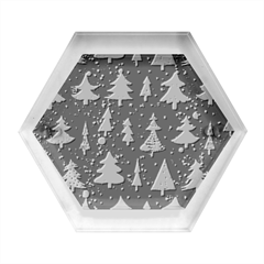 Fun Christmas Trees Adoxali Scandinavian Artistic Background Pattern Hexagon Wood Jewelry Box by Maspions