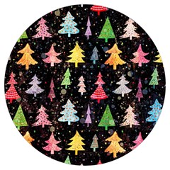 Fun Christmas Trees Adoxali Scandinavian Artistic Background Pattern Round Trivet