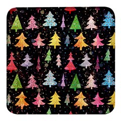 Fun Christmas Trees Adoxali Scandinavian Artistic Background Pattern Square Glass Fridge Magnet (4 Pack) by Maspions