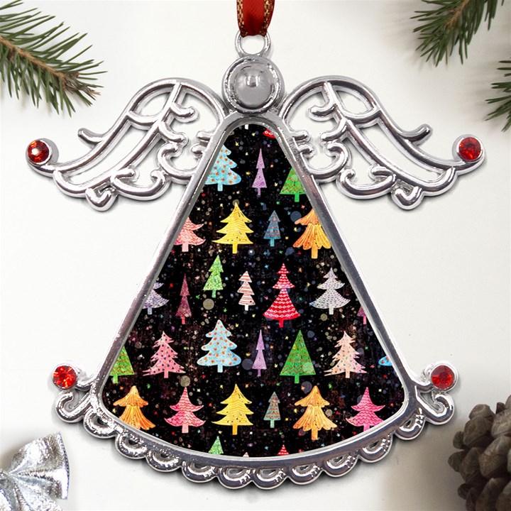 Fun Christmas Trees Adoxali Scandinavian Artistic Background Pattern Metal Angel with Crystal Ornament