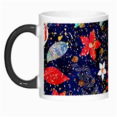 Festive Floral Pattern Christmas Blue Floral Flower Foliage Leaves Pattern Red Snow Winter Morph Mug