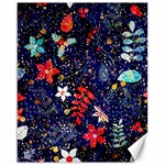 Festive Floral Pattern Christmas Blue Floral Flower Foliage Leaves Pattern Red Snow Winter Canvas 16  x 20  15.75 x19.29  Canvas - 1