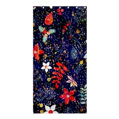 Festive Floral Pattern Christmas Blue Floral Flower Foliage Leaves Pattern Red Snow Winter Shower Curtain 36  X 72  (stall) 